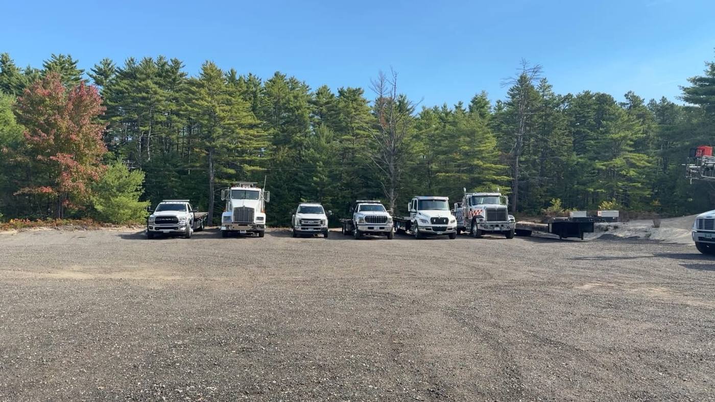 Whiting's fleet of tow trucks lined up