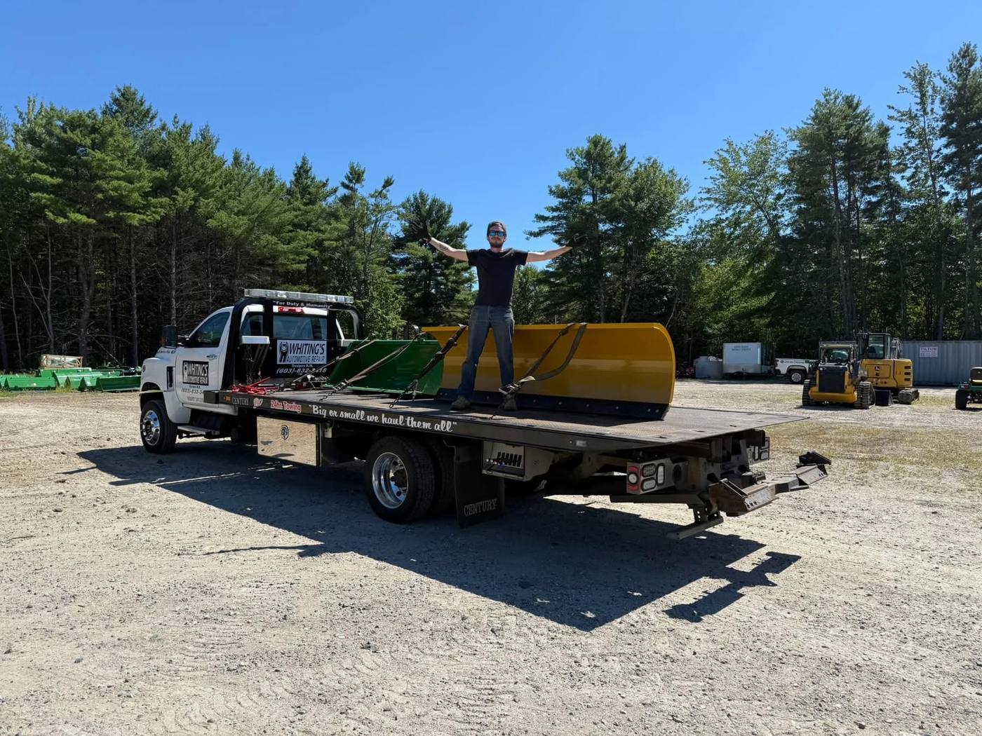Heavy equipment recovery with a Whiting's wrecker, NH